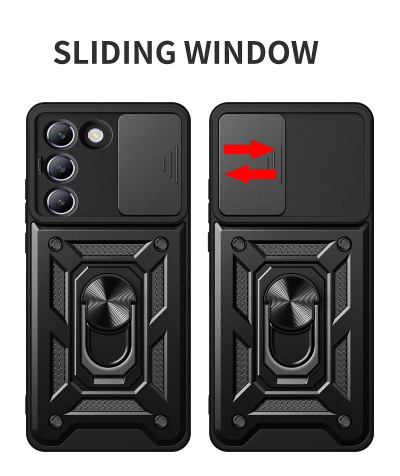 Luxury Slide Camera Lens Case For Vivo V30 Lite 5G/Vivo Y100 5G/ Y200e 5G vehicle-mounted Magnetic Kickstand Bumper Cover