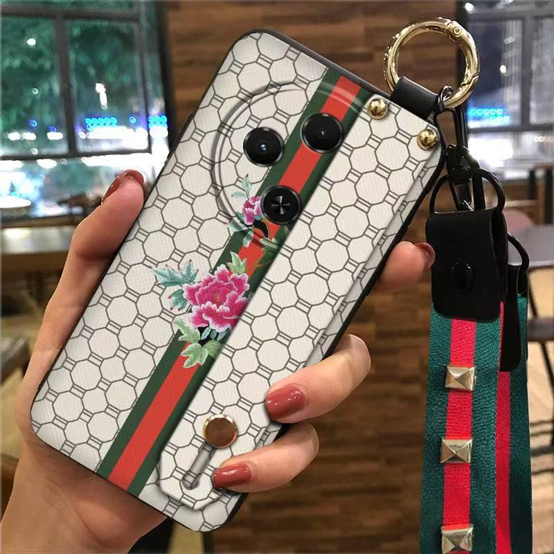 Phone Case for Tecno Spark 30C 4G Silicone Case with Adjustable Strap Neck Lanyard Cover