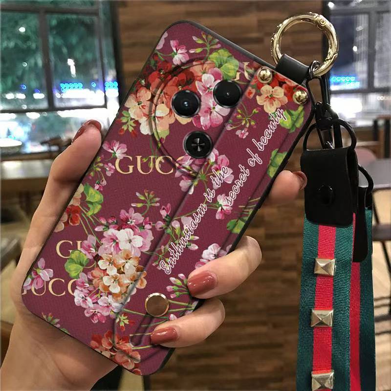 Phone Case for Tecno Spark 30C 4G Silicone Case with Adjustable Strap Neck Lanyard Cover