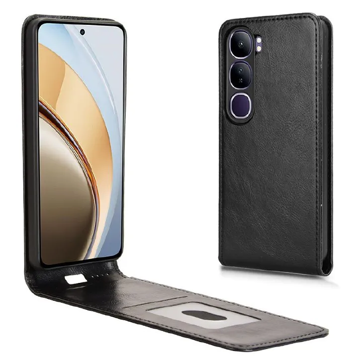 Leather Flip Cover For Vivo V40 Lite 6.67" Up And Down Flip Cover PU Leather Durable Protective Cover