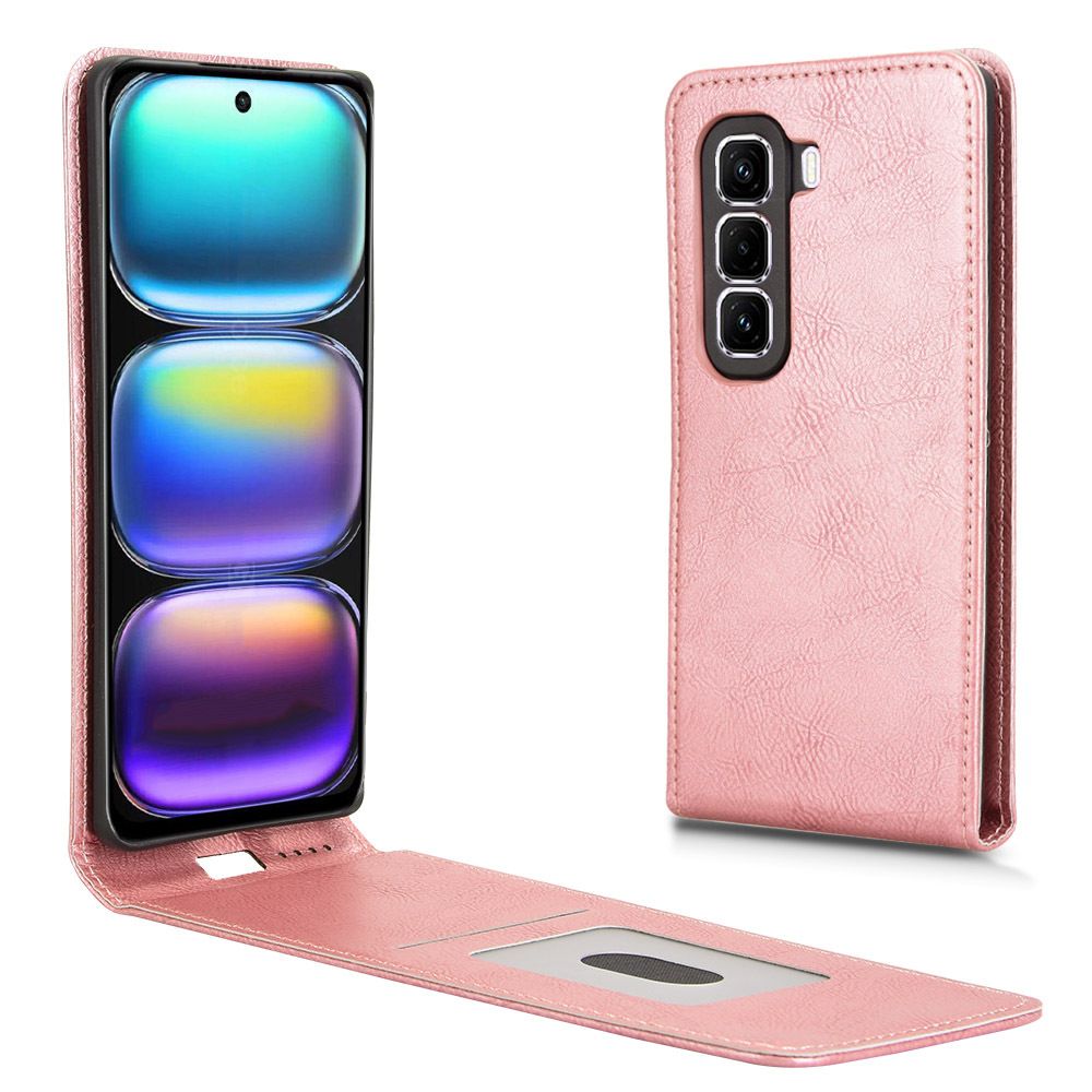 Leather Flip Cover For infinix Hot 50 Pro Plus/ X6880 Up And Down Flip Cover PU Leather Durable Protective Cover