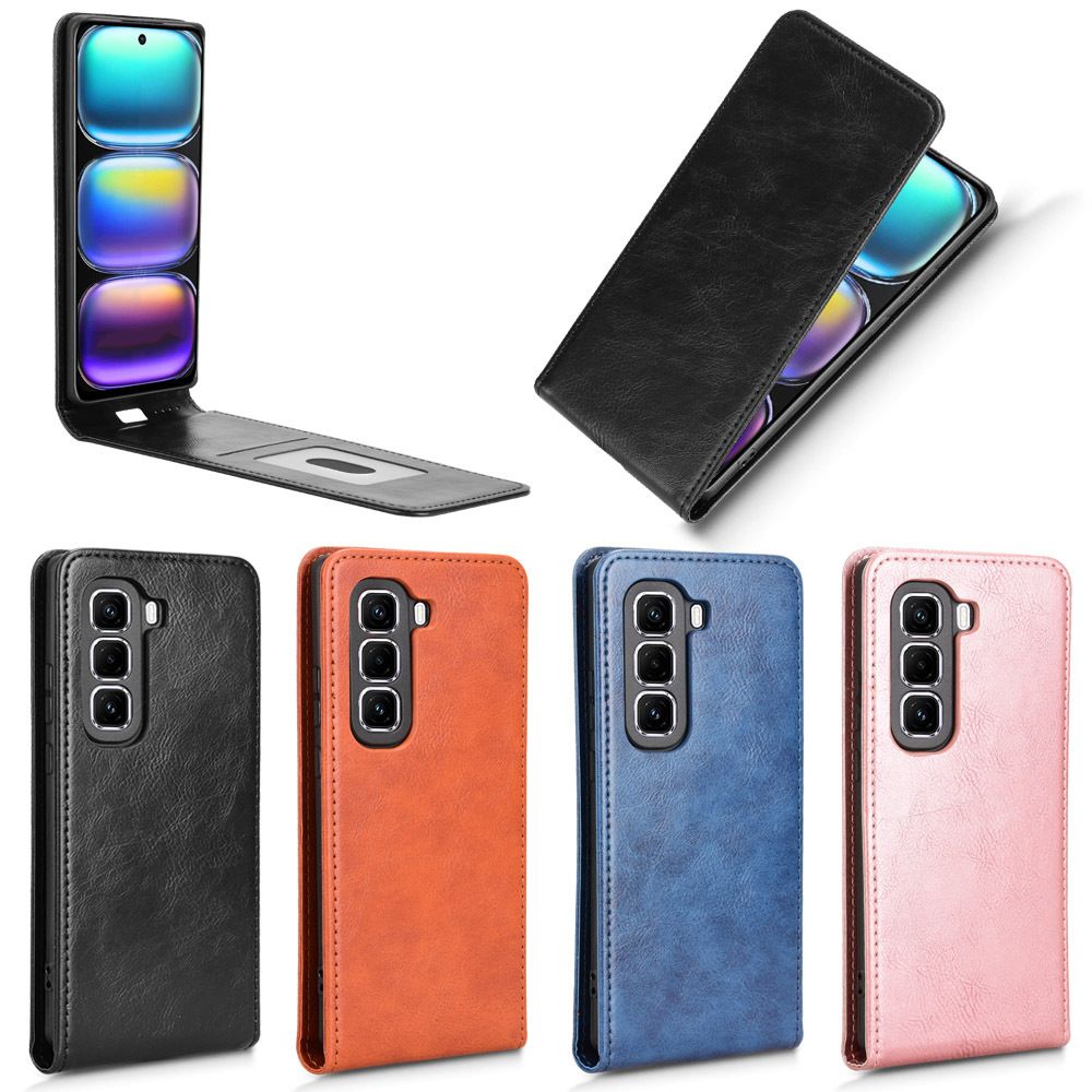 Leather Flip Cover For infinix Hot 50 Pro Plus/ X6880 Up And Down Flip Cover PU Leather Durable Protective Cover