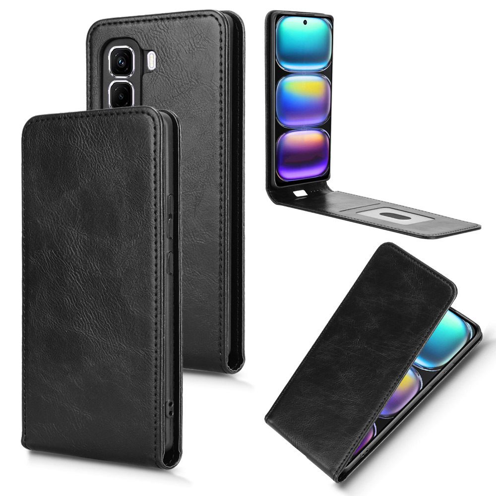 Leather Flip Cover For infinix Hot 50 Pro Plus/ X6880 Up And Down Flip Cover PU Leather Durable Protective Cover