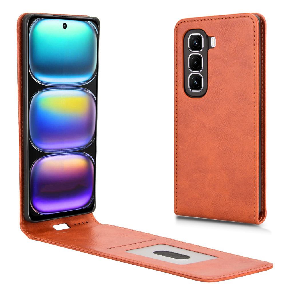Leather Flip Cover For infinix Hot 50 Pro Plus/ X6880 Up And Down Flip Cover PU Leather Durable Protective Cover