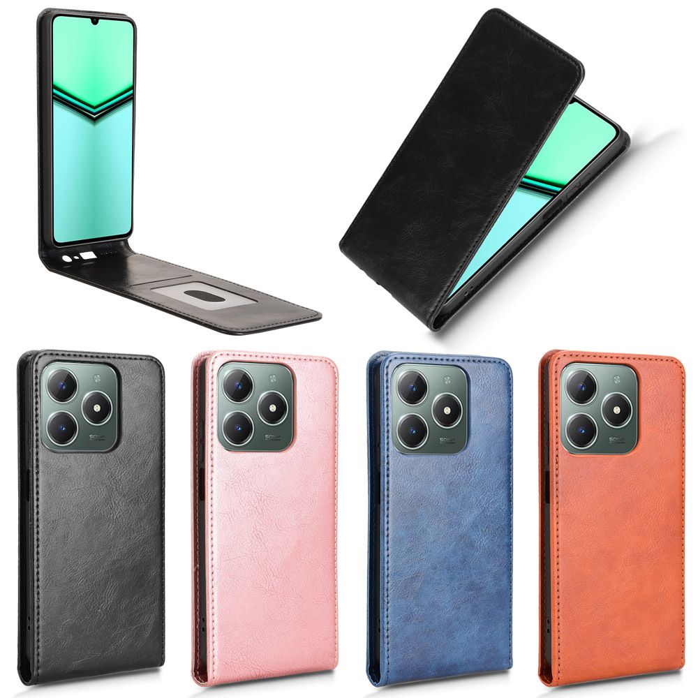 Leather Flip Cover For OPPO Realme C61 / Realme C63 Up And Down Flip Cover PU Leather Durable Protective Cover