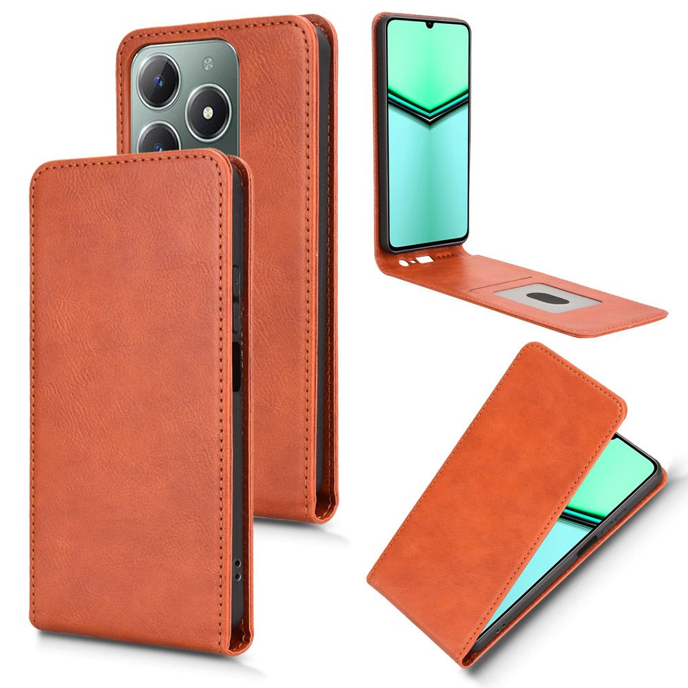 Leather Flip Cover For OPPO Realme C61 / Realme C63 Up And Down Flip Cover PU Leather Durable Protective Cover