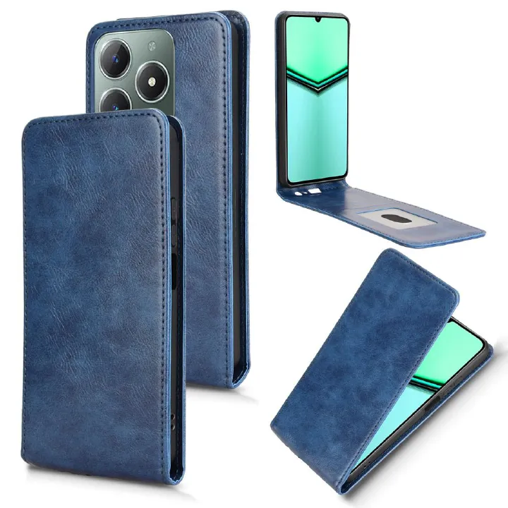 Leather Flip Cover For OPPO Realme C61 / Realme C63 Up And Down Flip Cover PU Leather Durable Protective Cover