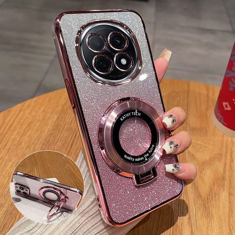 Luxury Transparent Glitter Powder Protective Cover For OPPO A5 Pro 5G Magnetic Support Phone Case