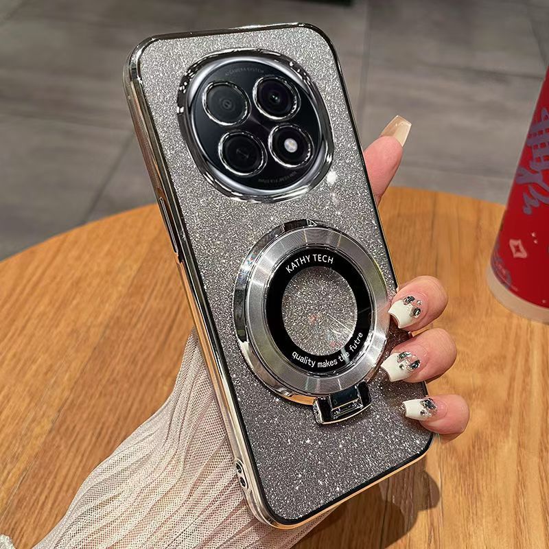 Luxury Transparent Glitter Powder Protective Cover For OPPO A5 Pro 5G Magnetic Support Phone Case