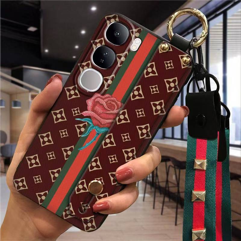 Phone Case for Vivo V40 Lite 6.67" Silicone Case with Adjustable Strap Neck Lanyard Cover