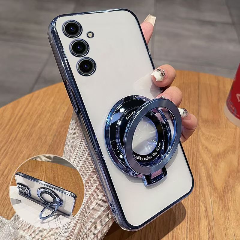 Luxury Magnetic Support Transparent Glitter Powder Phone Case For Samsung Galaxy A34 5G Fall Prevention Protective Cove