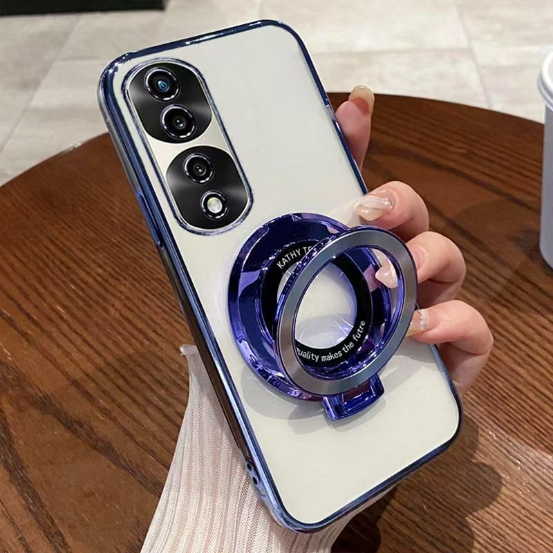 Luxury Magnetic Support Transparent Glitter Powder Phone Case For Honor 70 Pro+ 5G/Honor 70 Pro 5G Fall Prevention Protective Cover