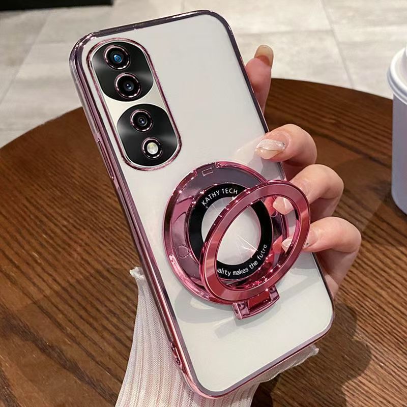 Luxury Magnetic Support Transparent Glitter Powder Phone Case For Honor 70 Pro+ 5G/Honor 70 Pro 5G Fall Prevention Protective Cover