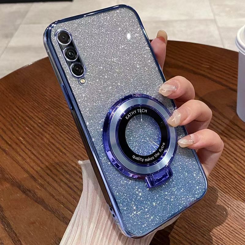Luxury Magnetic Support Transparent Glitter Powder Phone Case For Huawei Y9s / Honor 9X Pro Fall Prevention Protective Cover