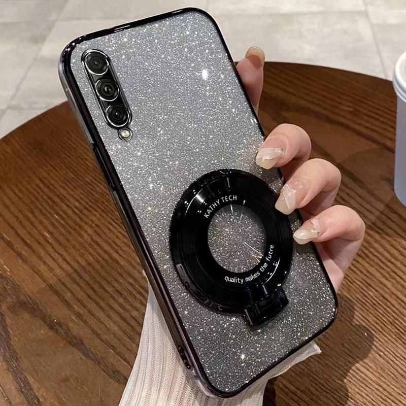 Luxury Magnetic Support Transparent Glitter Powder Phone Case For Huawei Y9s / Honor 9X Pro Fall Prevention Protective Cover