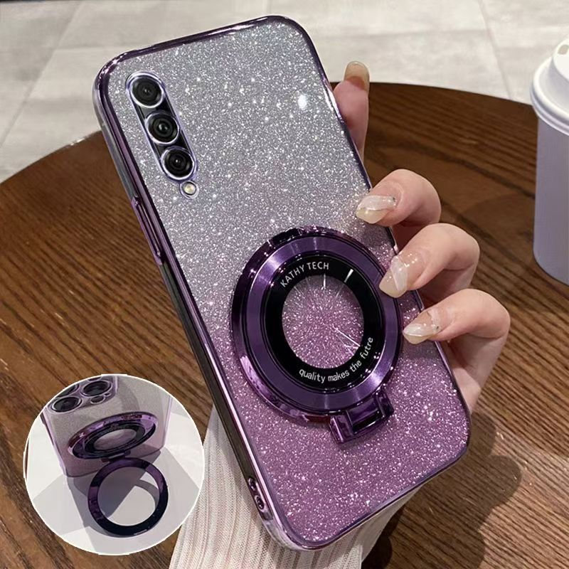 Luxury Magnetic Support Transparent Glitter Powder Phone Case For Huawei Y9s / Honor 9X Pro Fall Prevention Protective Cover