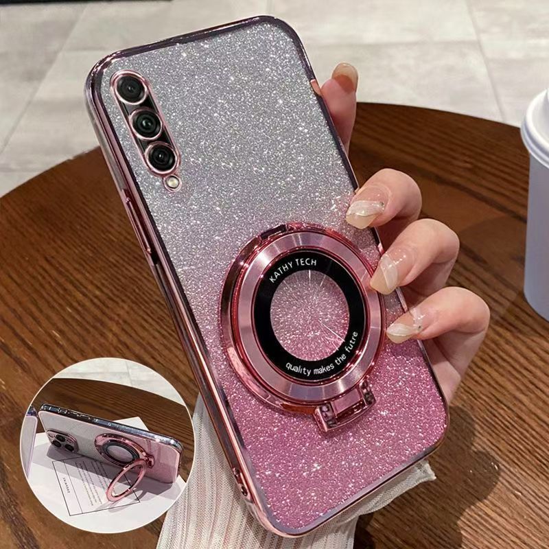 Luxury Magnetic Support Transparent Glitter Powder Phone Case For Huawei Y9s / Honor 9X Pro Fall Prevention Protective Cover