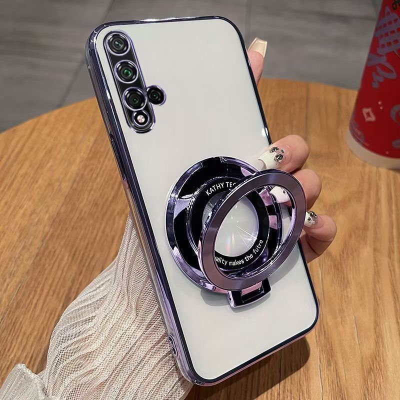 Luxury Magnetic Support Transparent Glitter Powder Phone Case For Huawei Nova 5T / Honor 20/ 20s, Fall Prevention Protective Cover