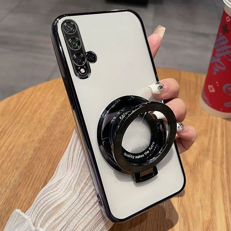 Luxury Magnetic Support Transparent Glitter Powder Phone Case For Huawei Nova 5T / Honor 20/ 20s, Fall Prevention Protective Cover