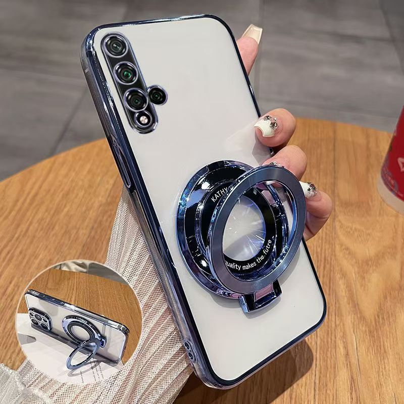 Luxury Magnetic Support Transparent Glitter Powder Phone Case For Huawei Nova 5T / Honor 20/ 20s, Fall Prevention Protective Cover