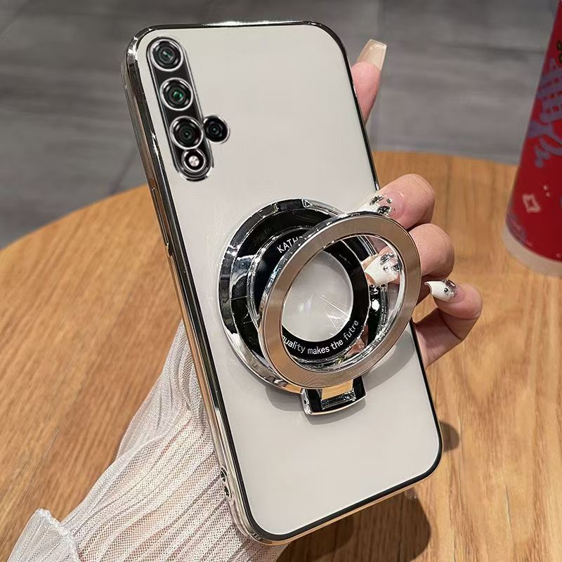 Luxury Magnetic Support Transparent Glitter Powder Phone Case For Huawei Nova 5T / Honor 20/ 20s, Fall Prevention Protective Cover