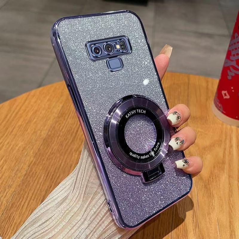 Luxury Magnetic Support Transparent Glitter Powder Phone Case For Samsung Galaxy Note 9, Fall Prevention Protective Cover
