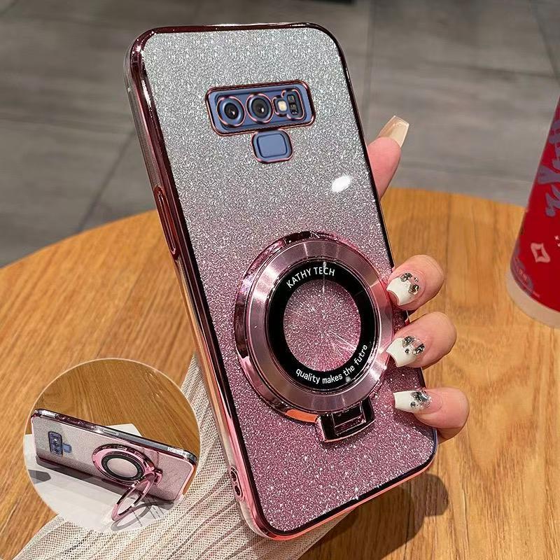 Luxury Magnetic Support Transparent Glitter Powder Phone Case For Samsung Galaxy Note 9, Fall Prevention Protective Cover