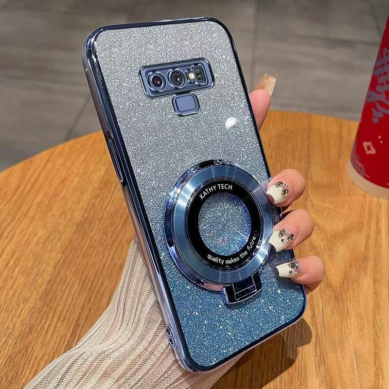 Luxury Magnetic Support Transparent Glitter Powder Phone Case For Samsung Galaxy Note 9, Fall Prevention Protective Cover