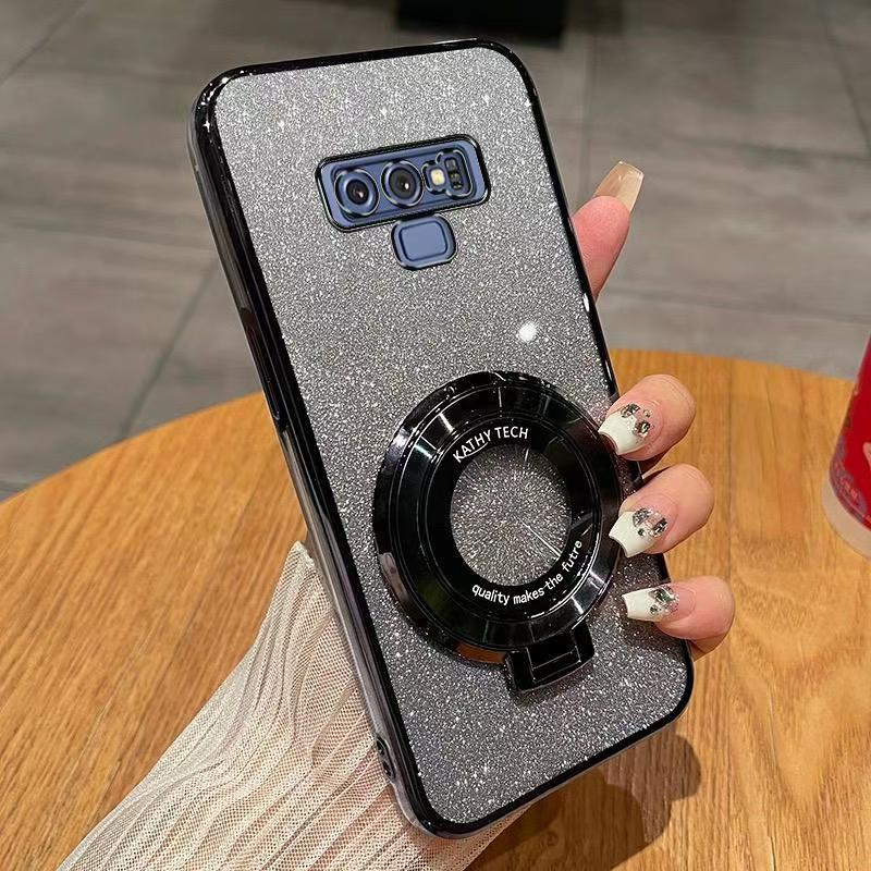 Luxury Magnetic Support Transparent Glitter Powder Phone Case For Samsung Galaxy Note 9, Fall Prevention Protective Cover