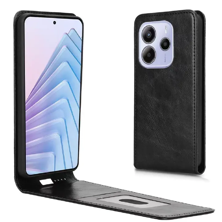 Leather Flip Cover For Xiaomi Redmi Note 14 4G, Up And Down Flip Cover PU Leather Durable Protective Cover
