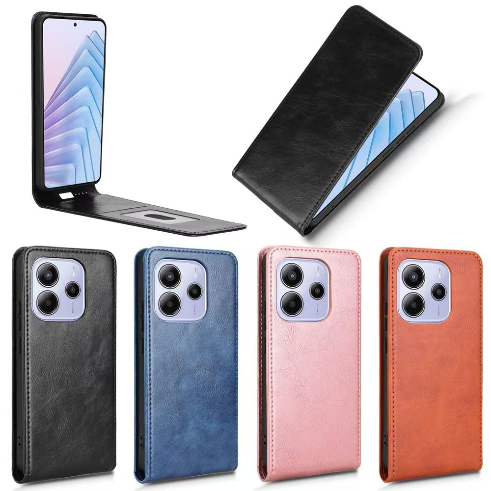 Leather Flip Cover For Xiaomi Redmi Note 14 4G, Up And Down Flip Cover PU Leather Durable Protective Cover