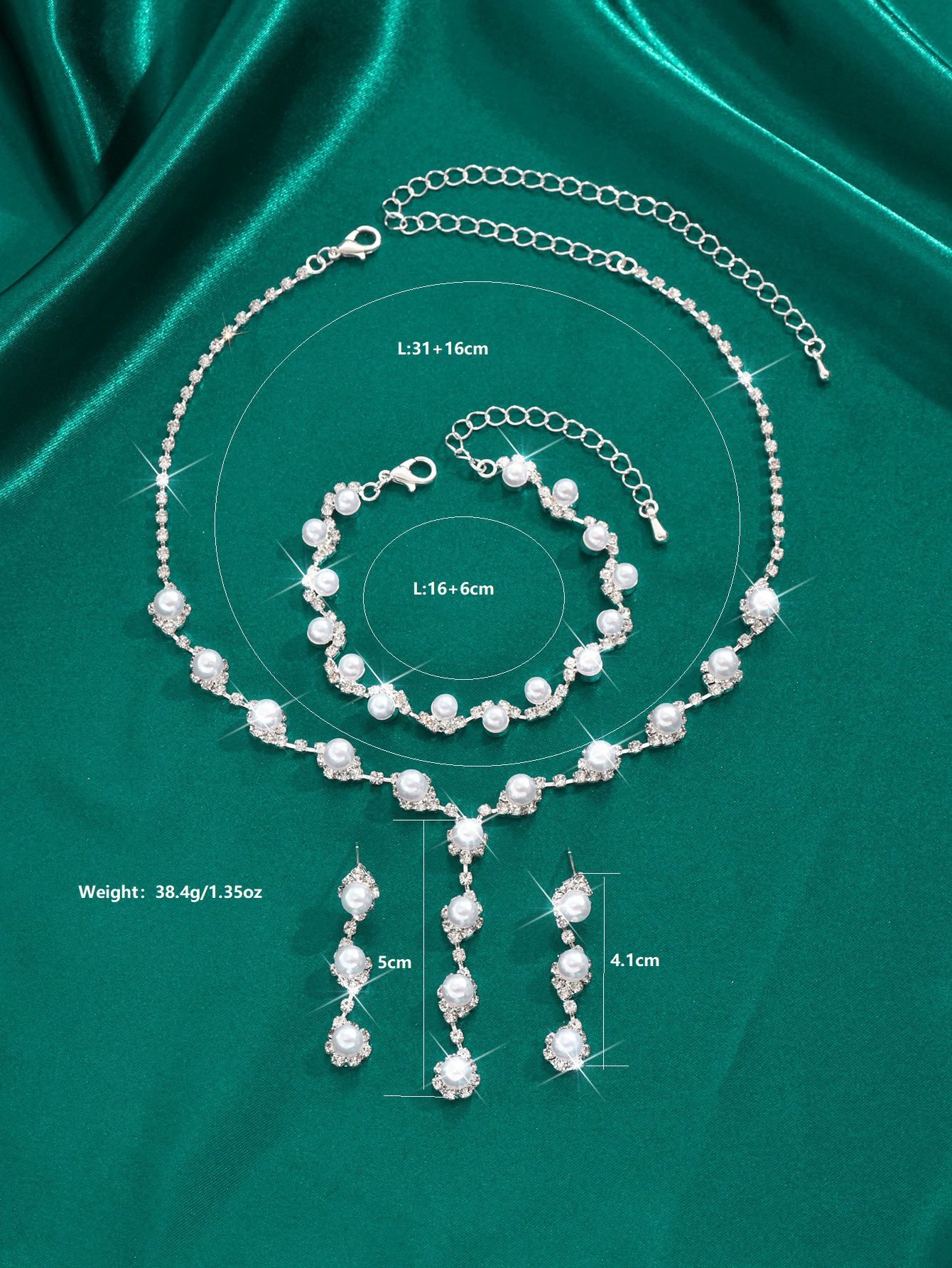 Simple and Fashionable Women's Necklace Pearl Set Rhinestone Bridal Jewelry Set