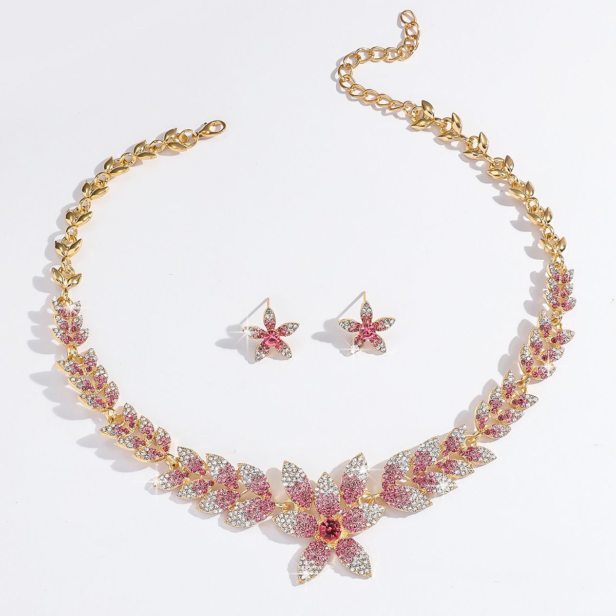 Fashion Full Diamond Necklace Earrings Set Bridal Eedding Dress Dinner Accessories Jewellery