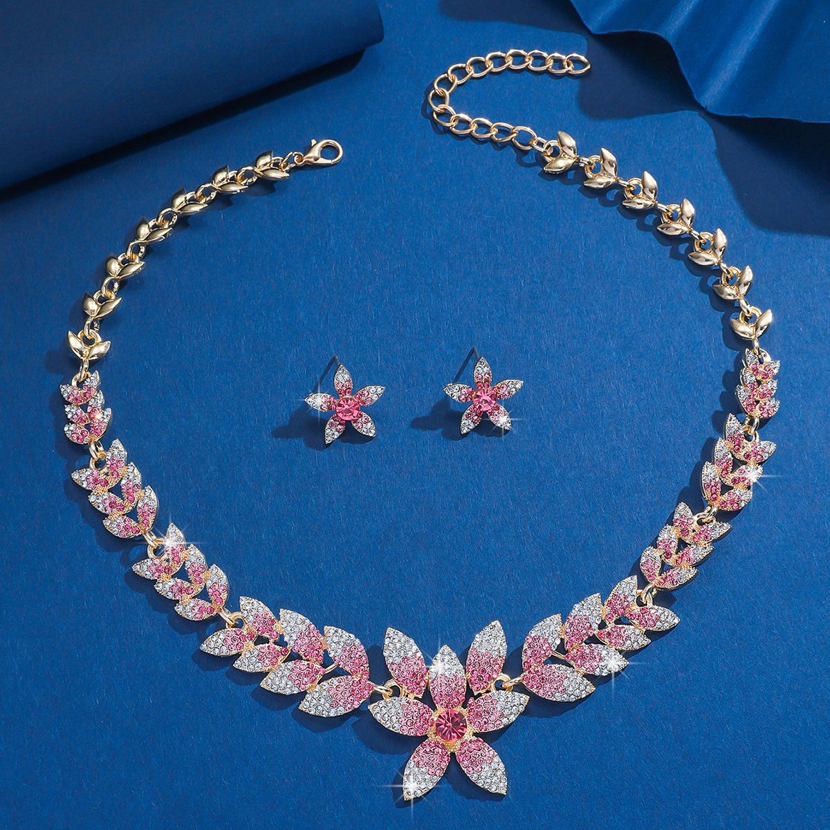 Fashion Full Diamond Necklace Earrings Set Bridal Eedding Dress Dinner Accessories Jewellery