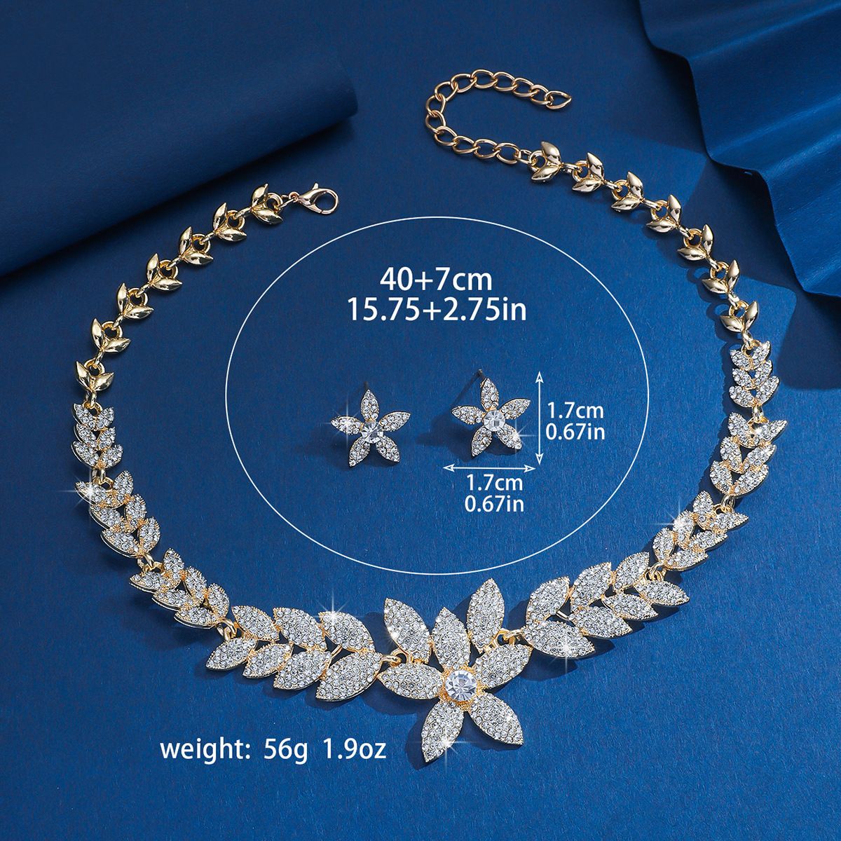 Fashion Full Diamond Necklace Earrings Set Bridal Eedding Dress Dinner Accessories Jewellery