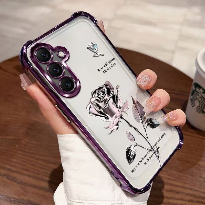 Cover for Samsung Galaxy S25 Transparent Electroplated Anti Drop Soft Phone Case