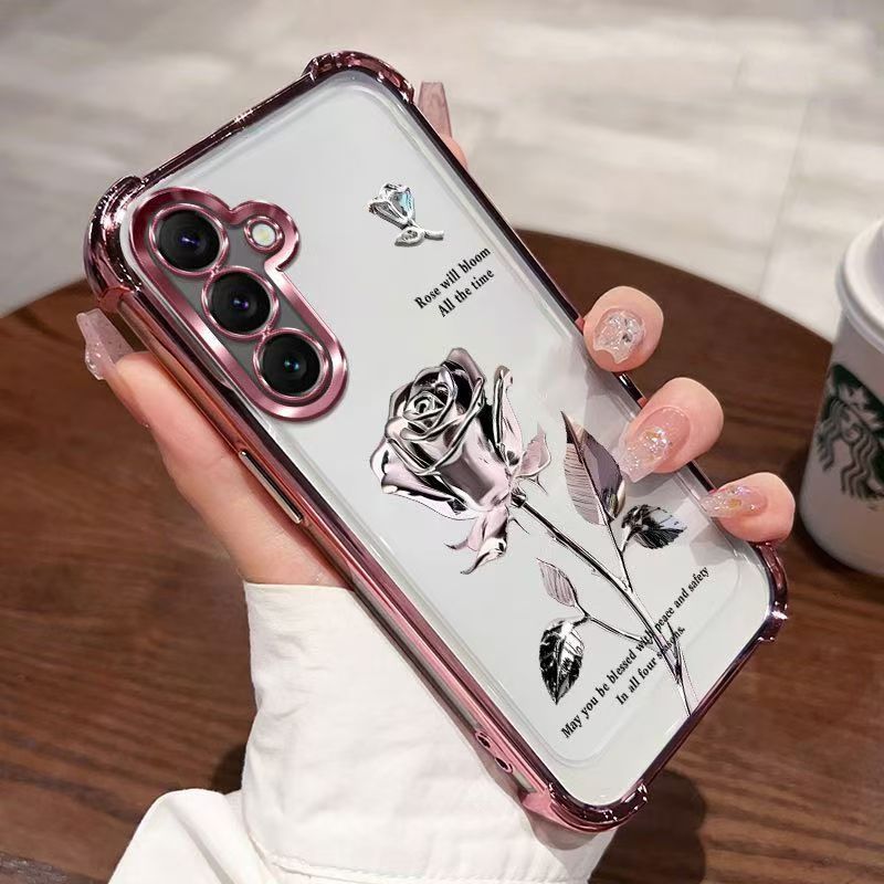 Cover for Samsung Galaxy S25 Transparent Electroplated Anti Drop Soft Phone Case