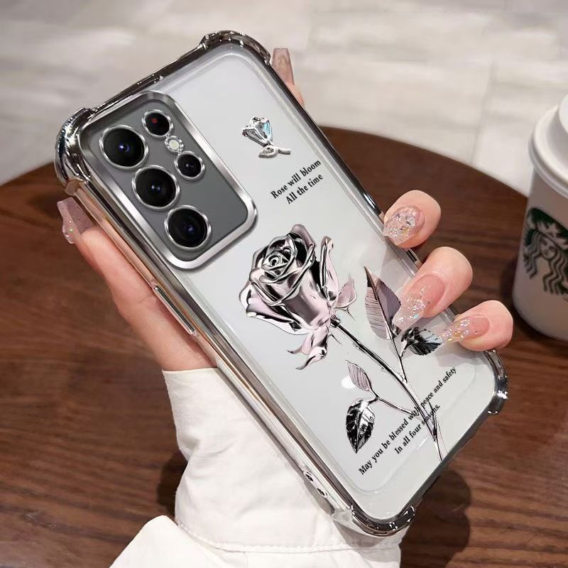 Cover for Samsung Galaxy S24 Ultra Transparent Electroplated Anti Drop Soft Phone Case