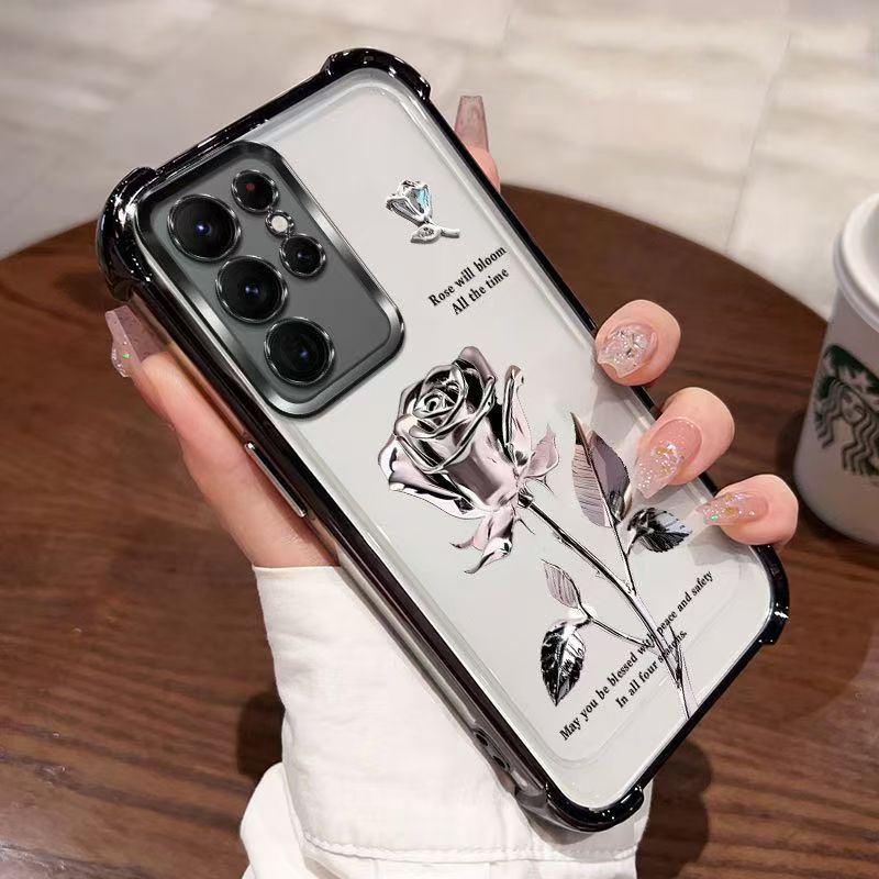 Cover for Samsung Galaxy S24 Ultra Transparent Electroplated Anti Drop Soft Phone Case