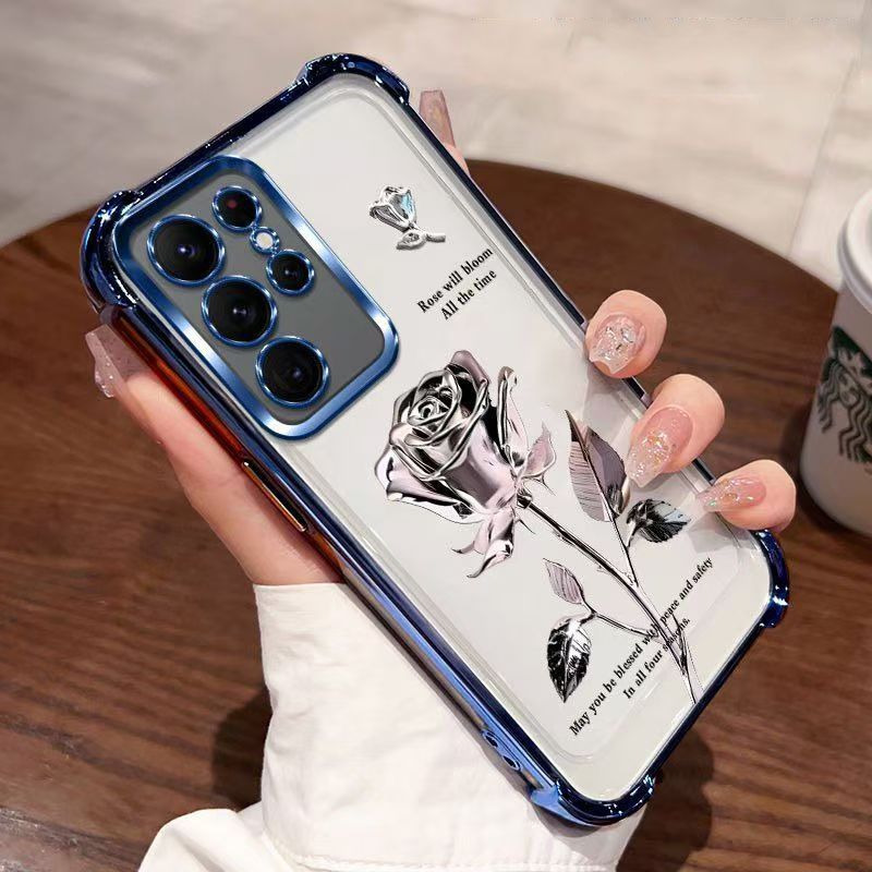 Cover for Samsung Galaxy S24 Ultra Transparent Electroplated Anti Drop Soft Phone Case