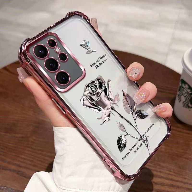 Cover for Samsung Galaxy S24 Ultra Transparent Electroplated Anti Drop Soft Phone Case