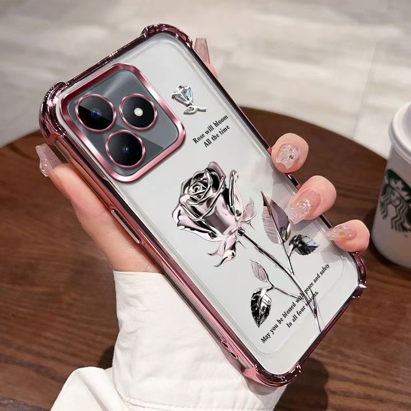 Cover for OPPO Realme C53/ Realme C51 / Realme Note 50 Transparent Electroplated Anti Drop Soft Phone Case