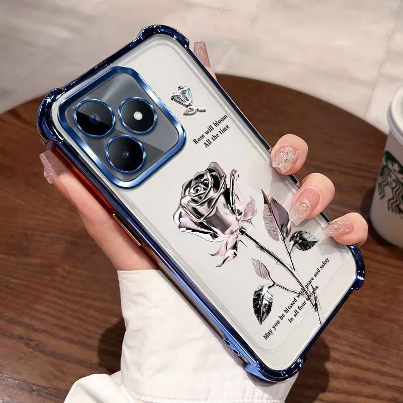 Cover for OPPO Realme C53/ Realme C51 / Realme Note 50 Transparent Electroplated Anti Drop Soft Phone Case