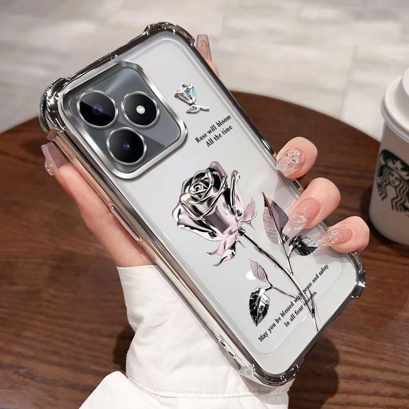 Cover for OPPO Realme C53/ Realme C51 / Realme Note 50 Transparent Electroplated Anti Drop Soft Phone Case