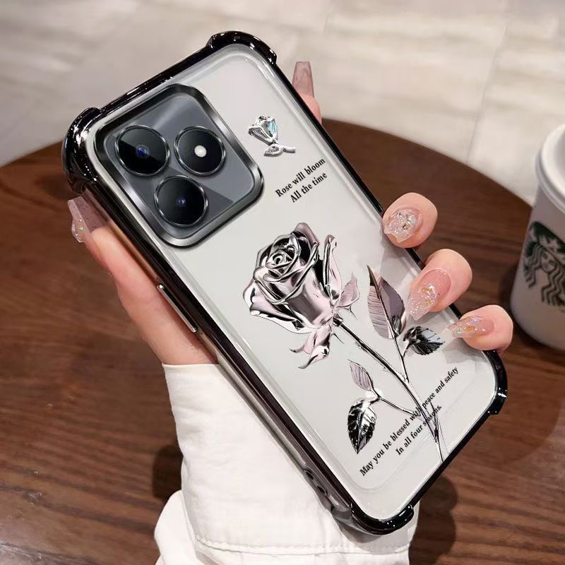 Cover for OPPO Realme C53/ Realme C51 / Realme Note 50 Transparent Electroplated Anti Drop Soft Phone Case