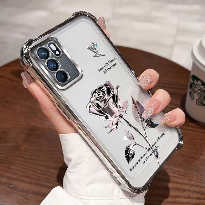 Cover for OPPO Reno 6 5G Transparent Electroplated Fashion Anti Drop Soft Phone Case