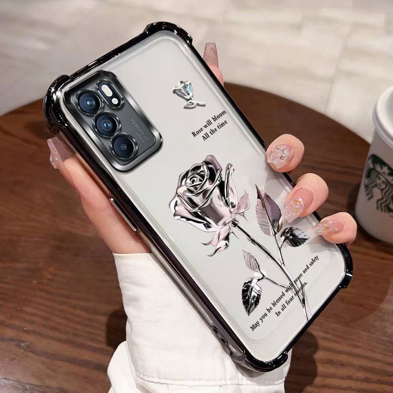 Cover for OPPO Reno 6 5G Transparent Electroplated Fashion Anti Drop Soft Phone Case