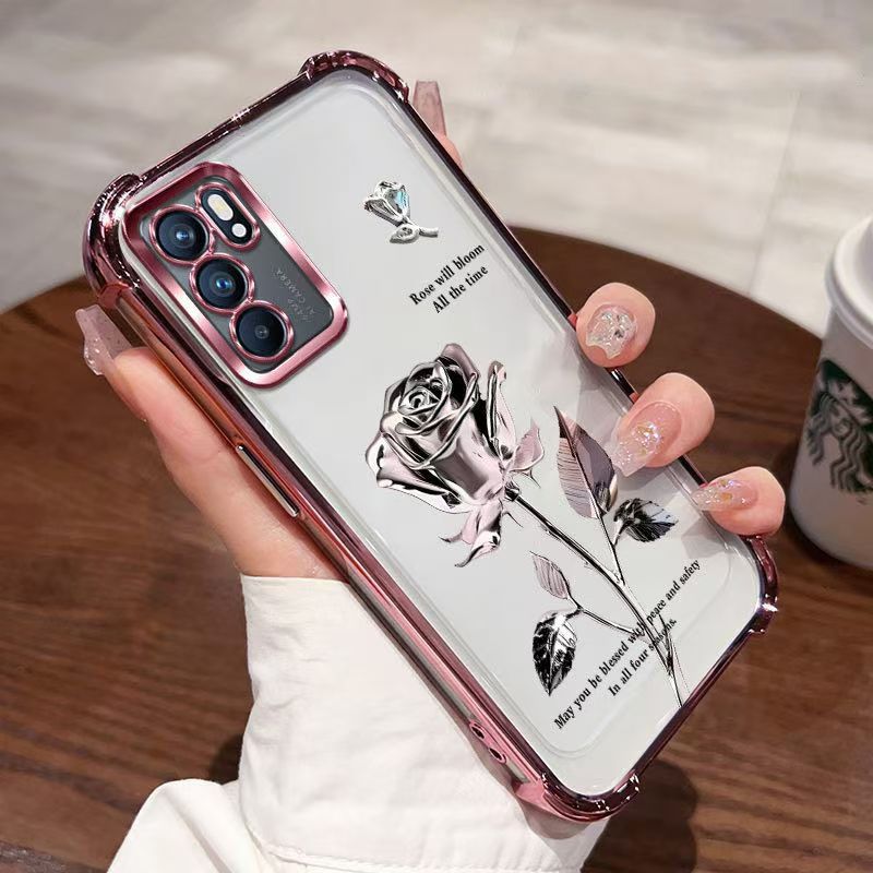 Cover for OPPO Reno 6 5G Transparent Electroplated Fashion Anti Drop Soft Phone Case