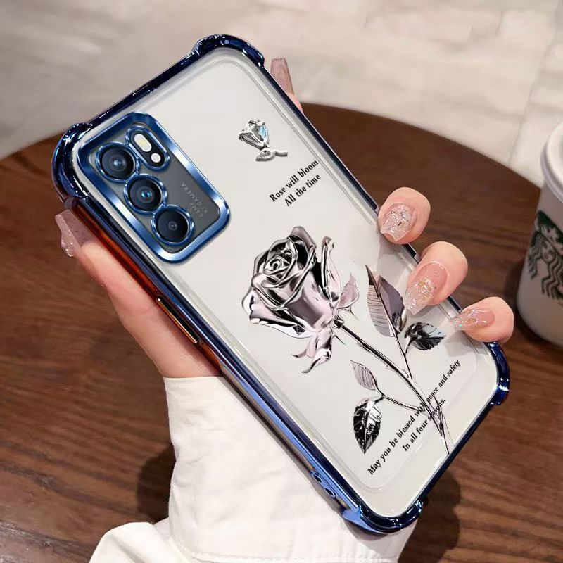 Cover for OPPO Reno 6 5G Transparent Electroplated Fashion Anti Drop Soft Phone Case