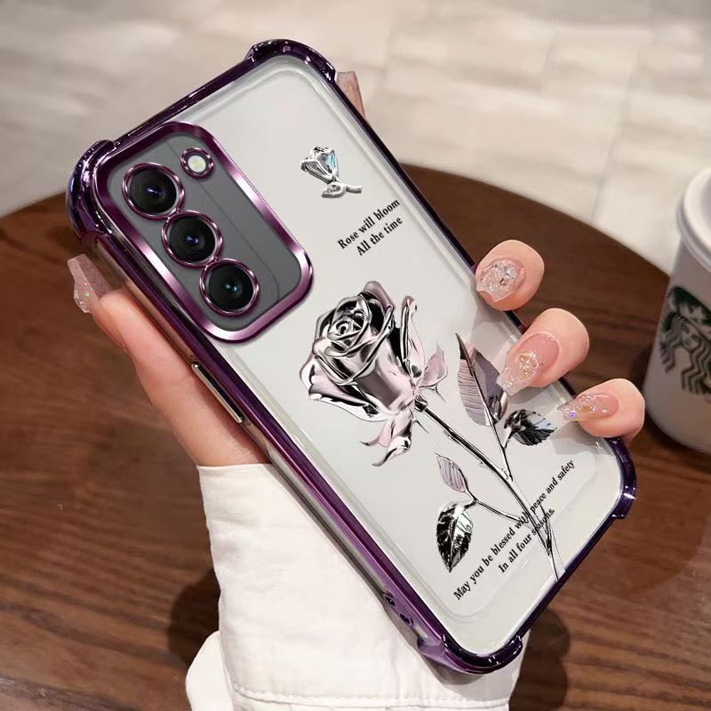 Cover for Samsung Galaxy S22 Transparent Electroplated Fashion Anti Drop Soft Phone Case